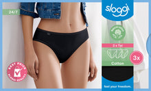 Φόρτωση εικόνας στο εργαλείο προβολής Συλλογής, Γυναικεία Σλιπ 3TMX Sloggi 24/7 Cotton Tai Black | evaunderwear