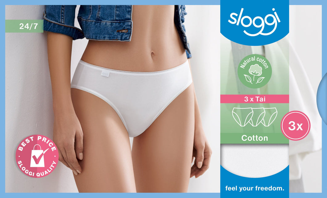 Γυναικεία Σλιπ 3TMX Sloggi 24/7 Cotton Tai White | evaunderwear