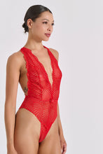 Φόρτωση εικόνας στο εργαλείο προβολής Συλλογής, Κορμάκι String Δαντέλα Βεντάλια Milena Paris 2506 Red | evaunderwear
