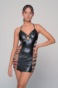 Νυχτικό & String "Leather Animal Print" Milena Paris 3436 | evaunderwear