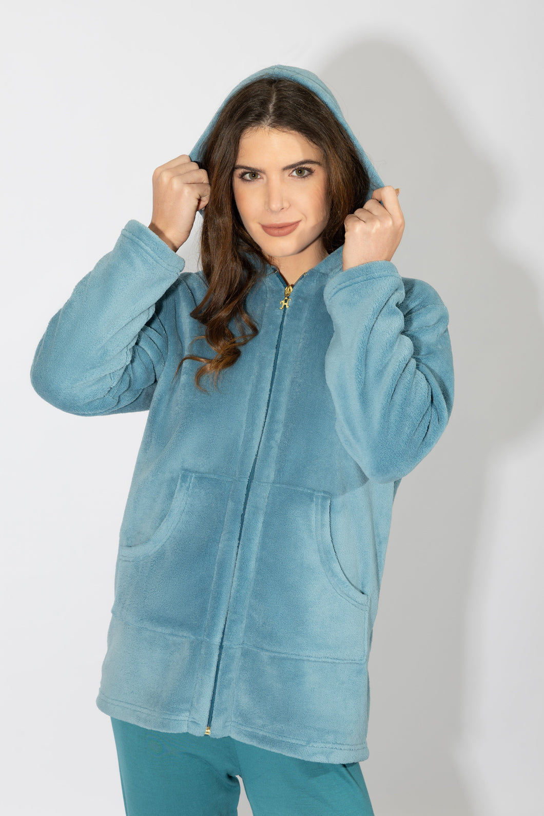 Γυναικεία Ρόμπα Με Φερμουάρ Fleece Harmony Homewear 409714  |  evaunderwear