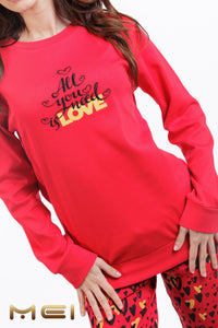 Γυναικεία Χειμερινή Πιτζάμα "All You Need is Love" ΜΕΙ 802540 | evaunderwear