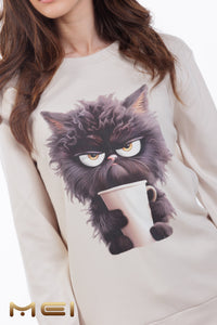 Γυναικεία Χειμερινή Πιτζάμα "Grumpy Cat" ΜΕΙ 802595 | evaunderwear