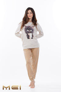 Γυναικεία Χειμερινή Πιτζάμα "Grumpy Cat" ΜΕΙ 802595 | evaunderwear