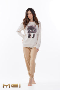 Γυναικεία Χειμερινή Πιτζάμα "Grumpy Cat" ΜΕΙ 802595 | evaunderwear