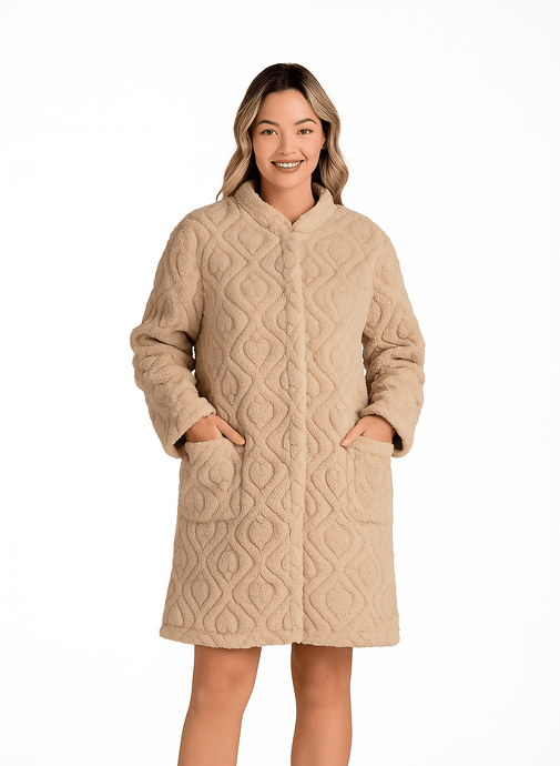 Γυναικείο Ρόμπα Fleece Κουμπωτή Ανάγλυφο Καρδιά Rachel 13547