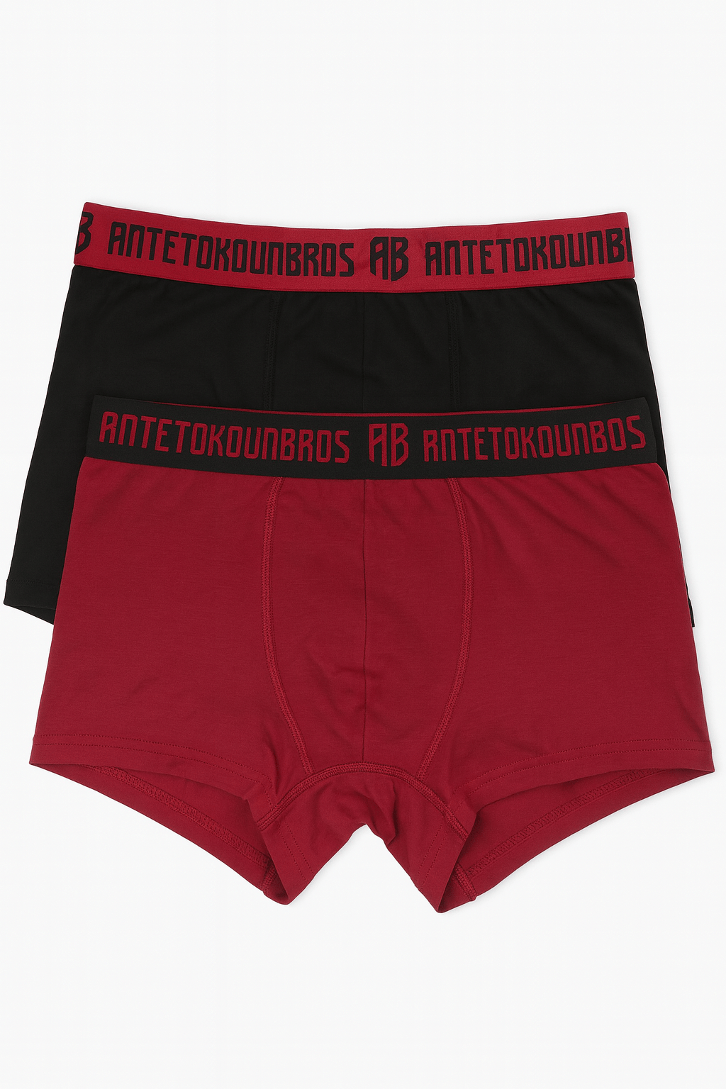 Ανδρικά Μποξεράκια 2ΤΜΧ ANTETOKOUNBROS Black Bordo | evaunderwear