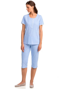 γυναικεία πιτζάμα κάπρι "blue bel air" Vamp 14377  | evaunderwear