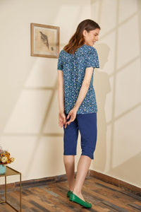 γυναικεία πιτζάμα κάπρι "Blue Royal" Vamp 14959 | evaunderwear