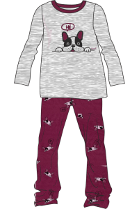 Πιτζάμα Χειμερινή Κορίτσι "Boston Terrier Puppy" Natura  | evaunderwear