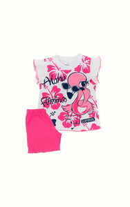 πιτζάμα κορίτσι καλοκαιρινή "aloha flamingo" Pretty Baby | evaunderwear